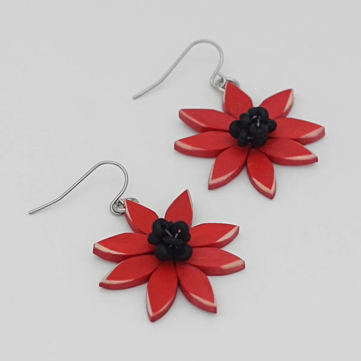 Red Amaya Flower Earrings