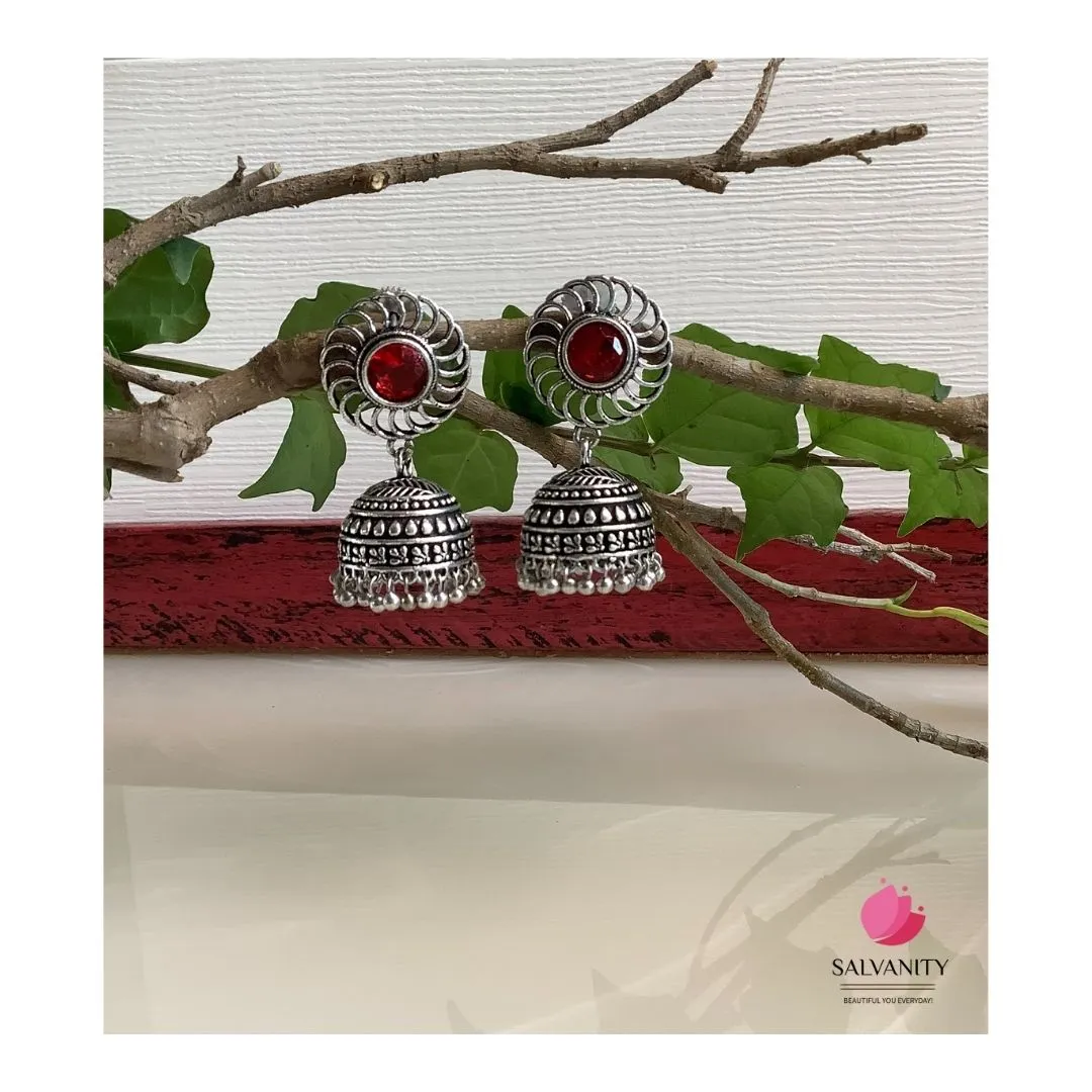 Salvanity German Silver Chakra Jhumki