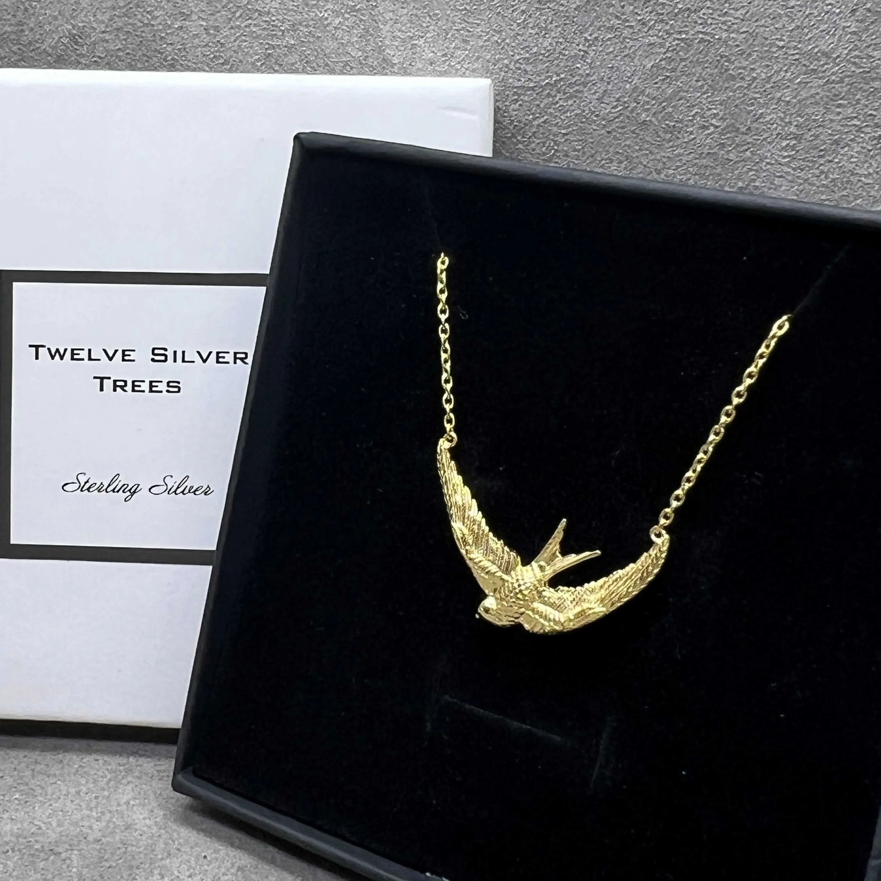 Swallow Necklace In Sterling Silver & 18 Carat Gold