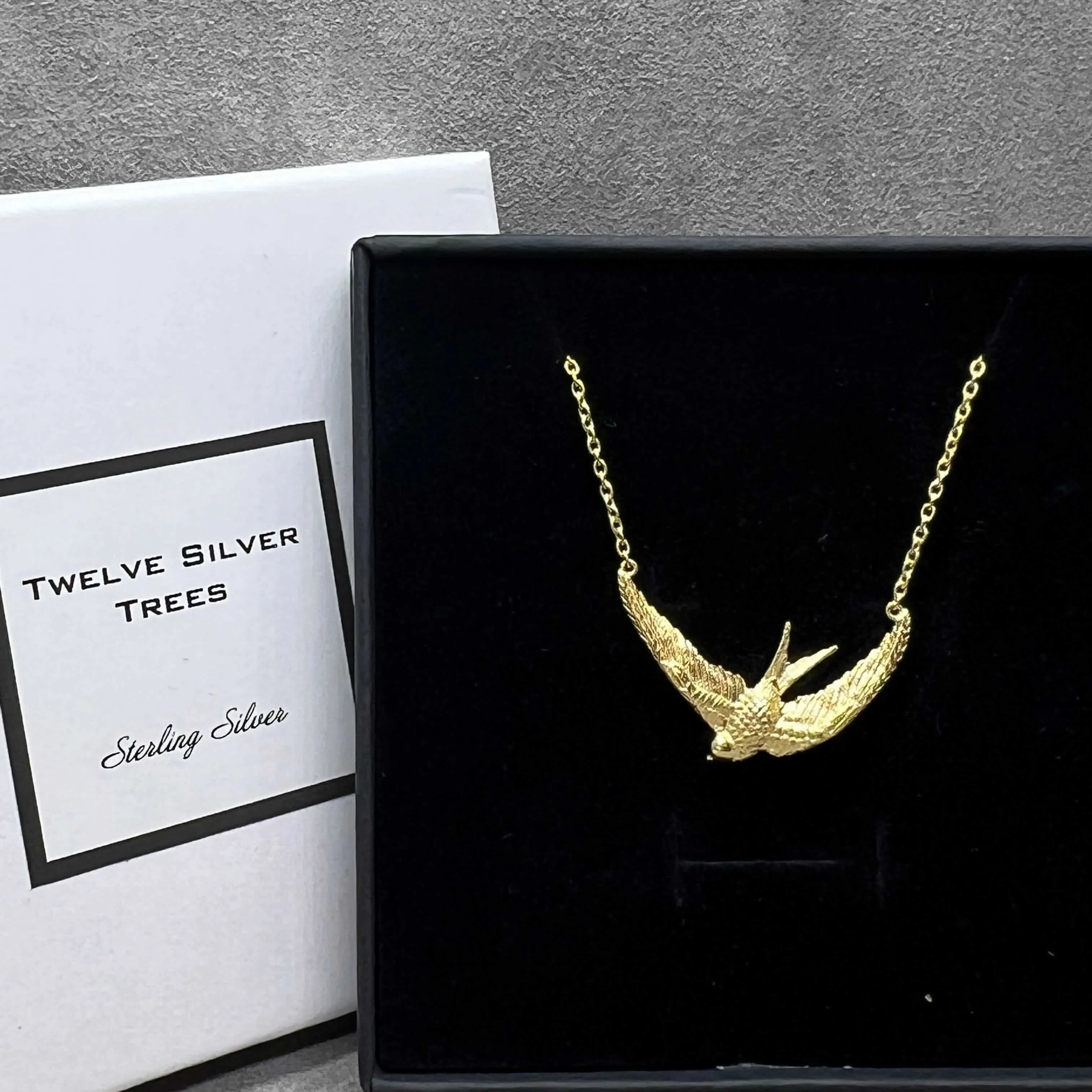 Swallow Necklace In Sterling Silver & 18 Carat Gold