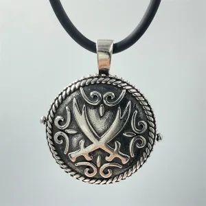Zulfiqar Sword Embroidered Jawshan Silver Amulet Necklace